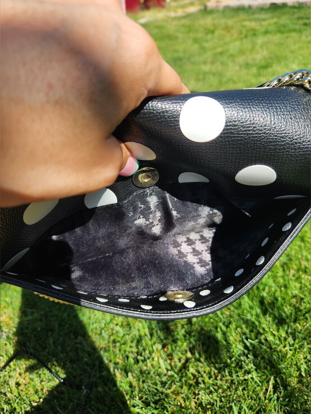 Karl Lagerfeld Polka Dot Chain Shoulder Bag - Picture 5 of 14